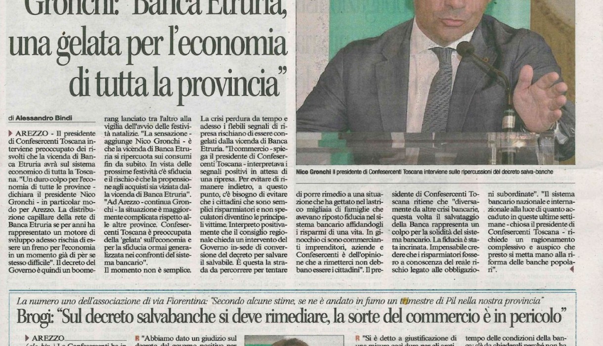 Corriere di Arezzo 9 dicembre 2015 Confesercenti