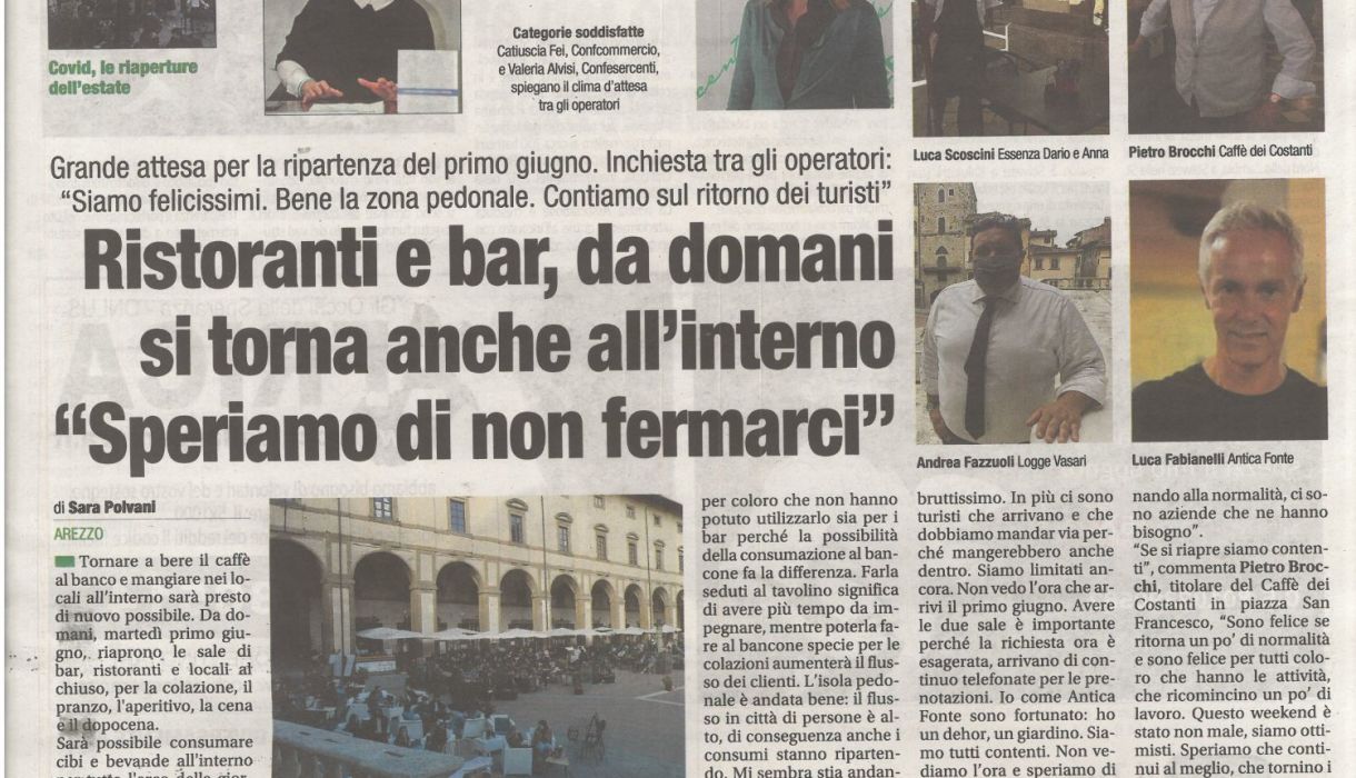 Corriere di Arezzo 31 maggio 2021 Confesercenti