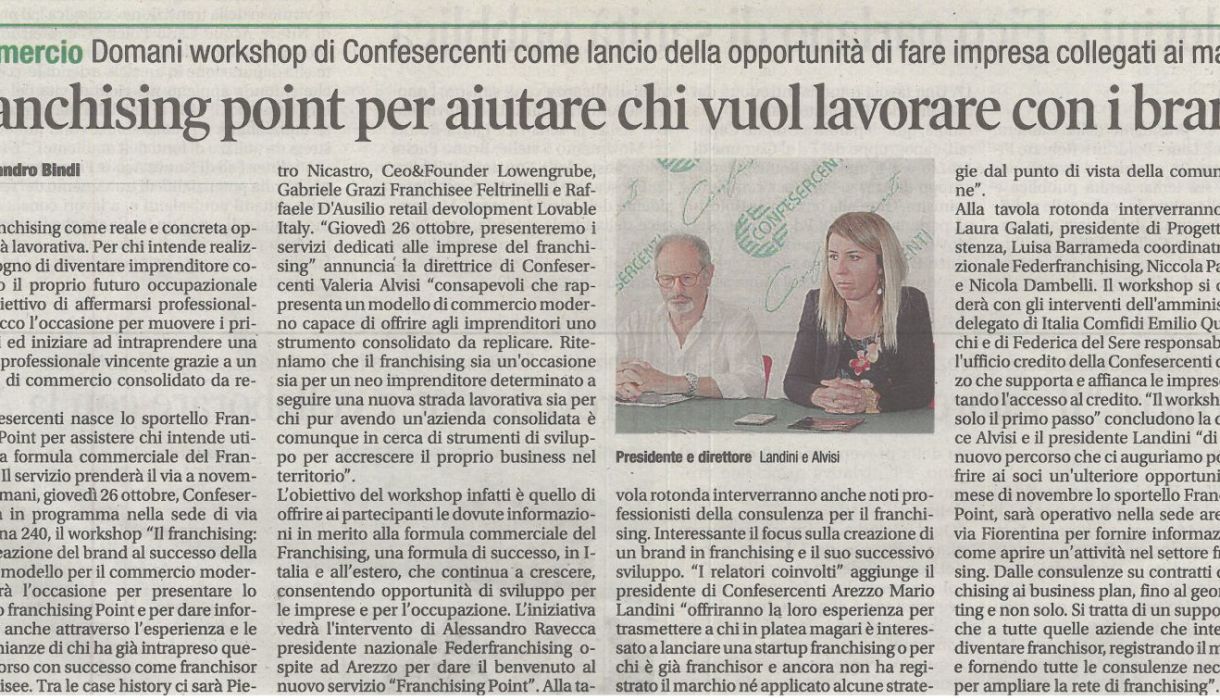 Corriere di Arezzo 25 ottobre 2023 Confesercenti